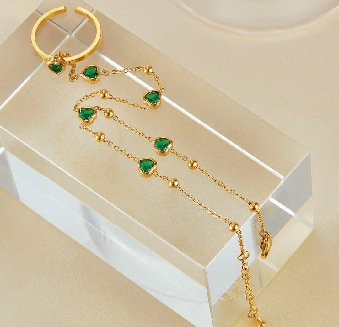 Green Hand Chain Bracelet
