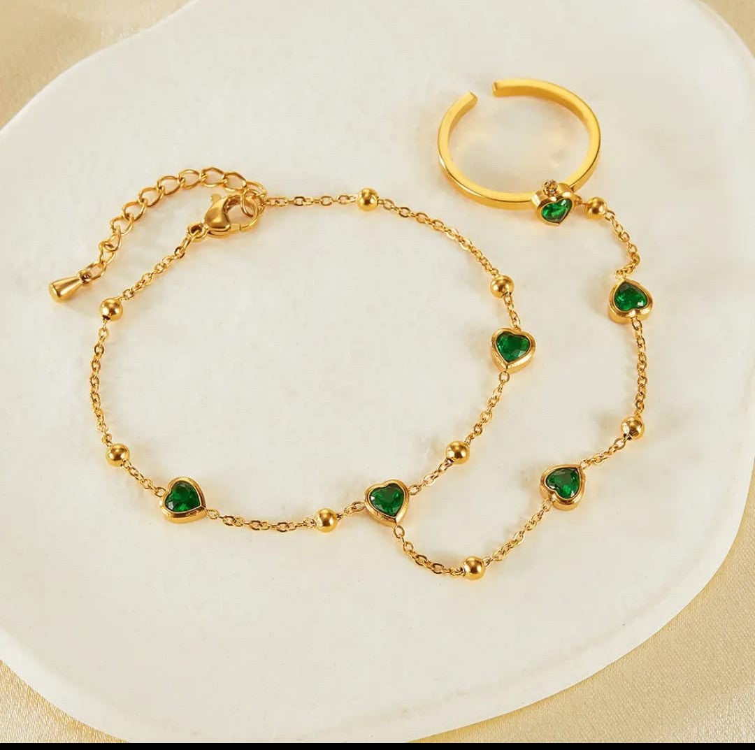 Green Hand Chain Bracelet