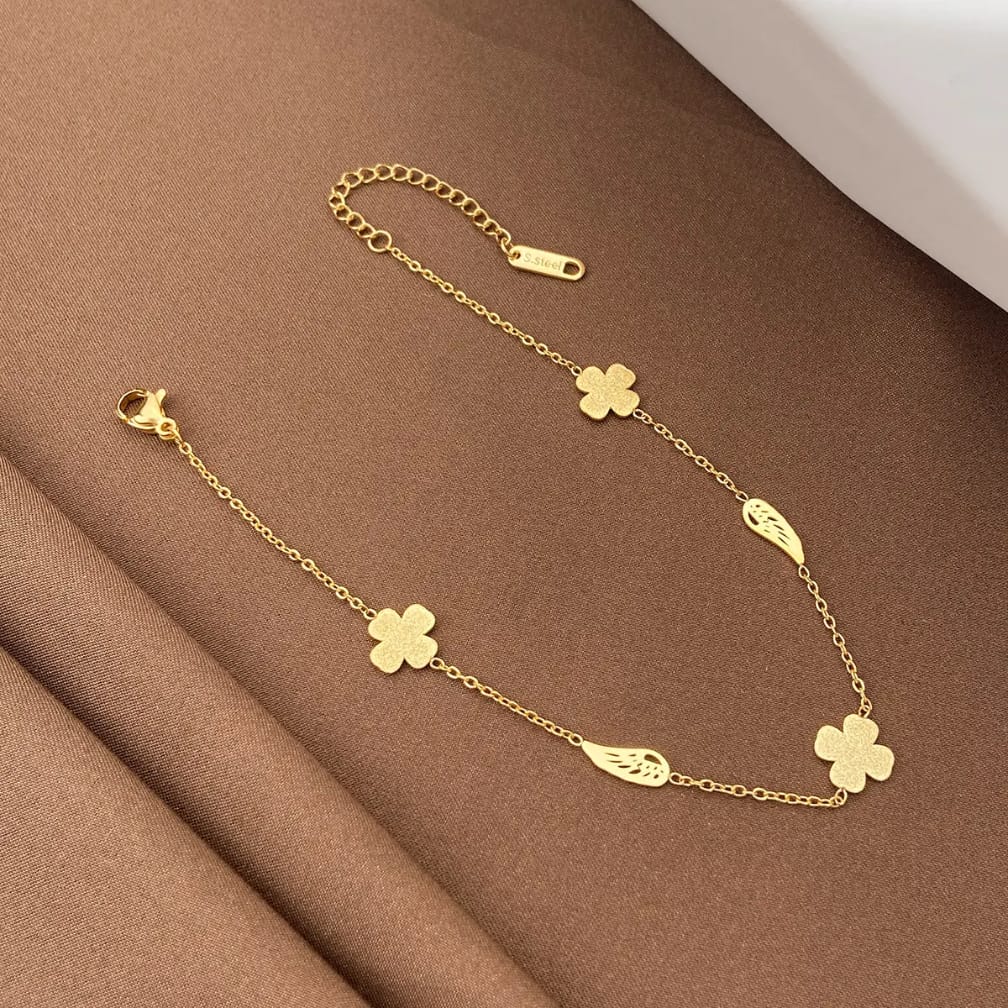 “Golden petals & sweet wing charms bracelet"