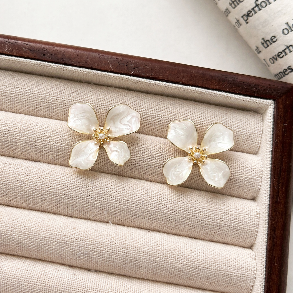 Floral Pearl Petal Earrings