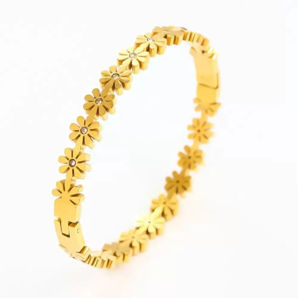 Stainless Steel Flower Bangle