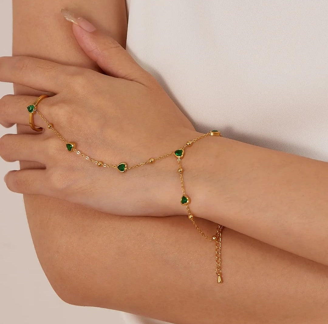Green Hand Chain Bracelet
