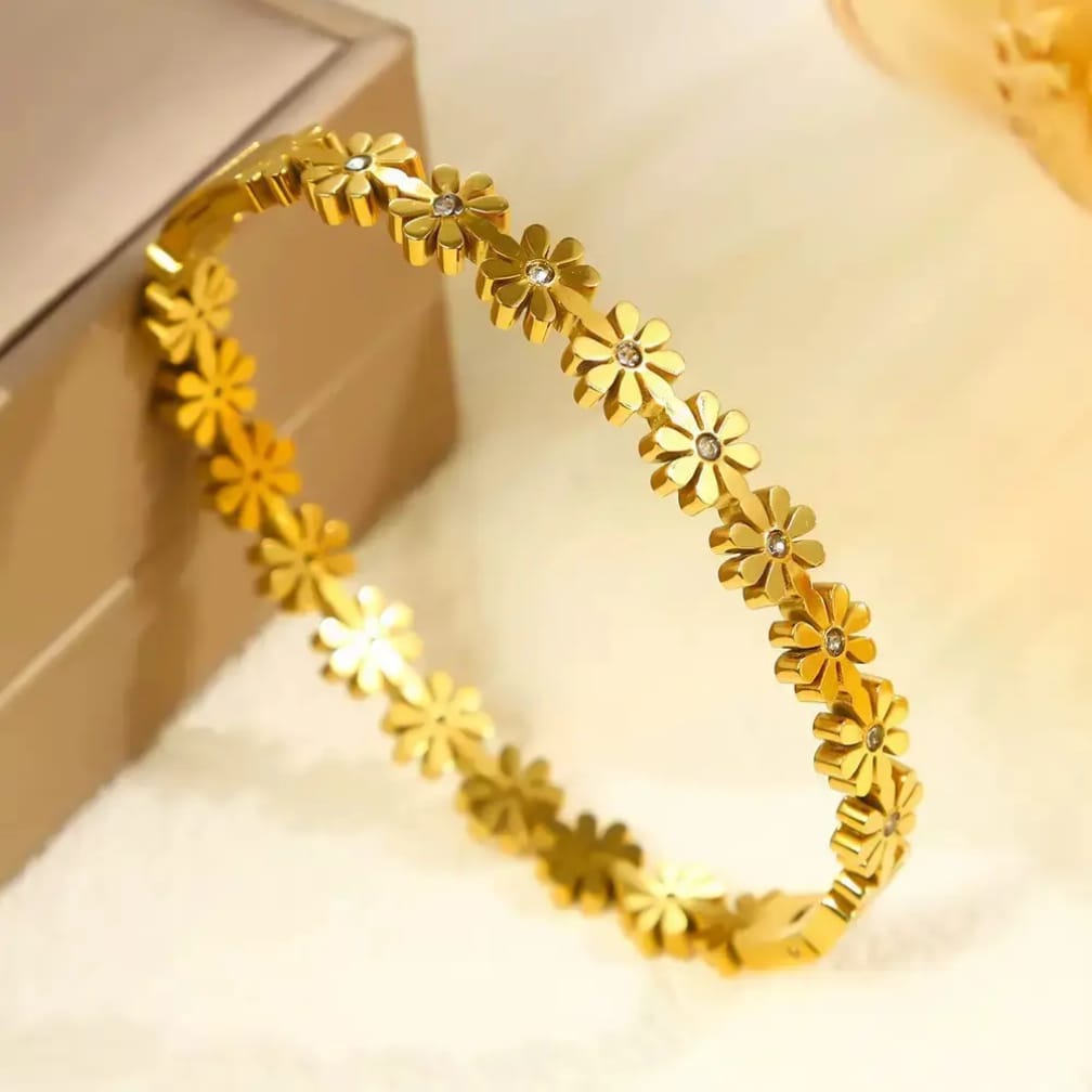 Stainless Steel Flower Bangle