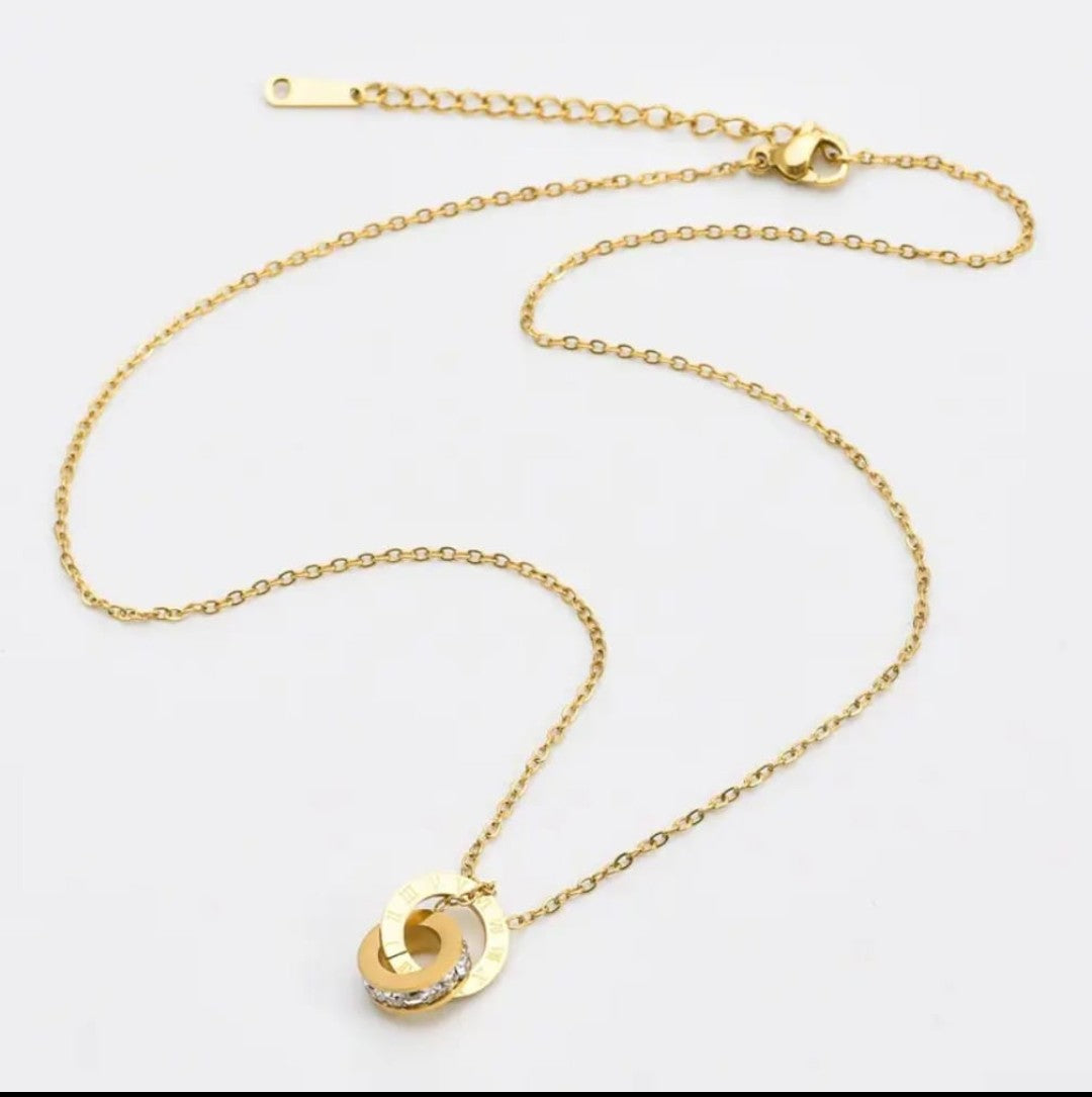 Double Circle Pendant Necklace
