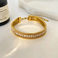 “Where chains meet brilliance ✨ This baguette bracelet is luxury you can wear daily"