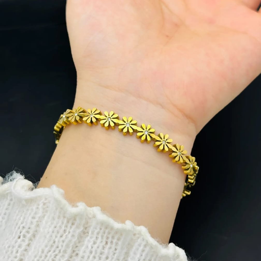 Stainless Steel Flower Bangle