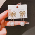 Trendy Bow Knot Earrings with Pearl – Perfect for Party & Casual Wear