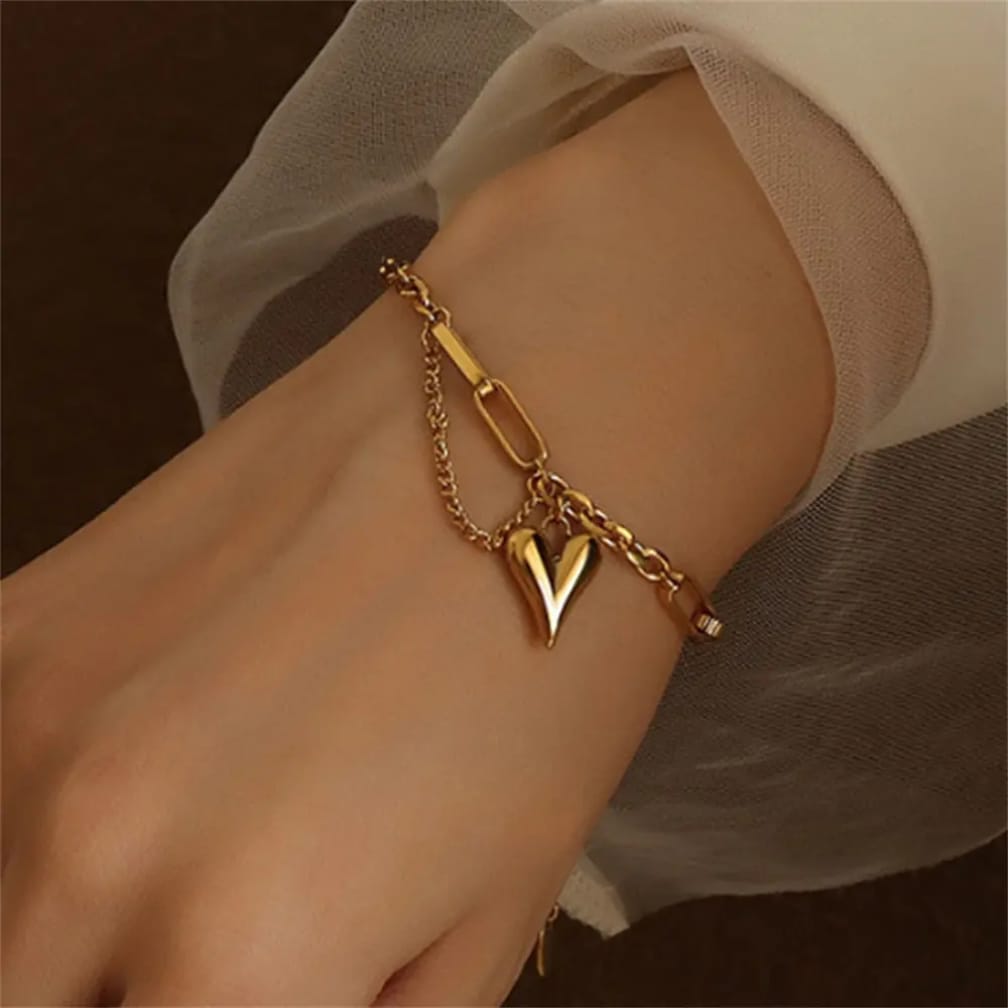 Golden Heart On A Sleek Chain
