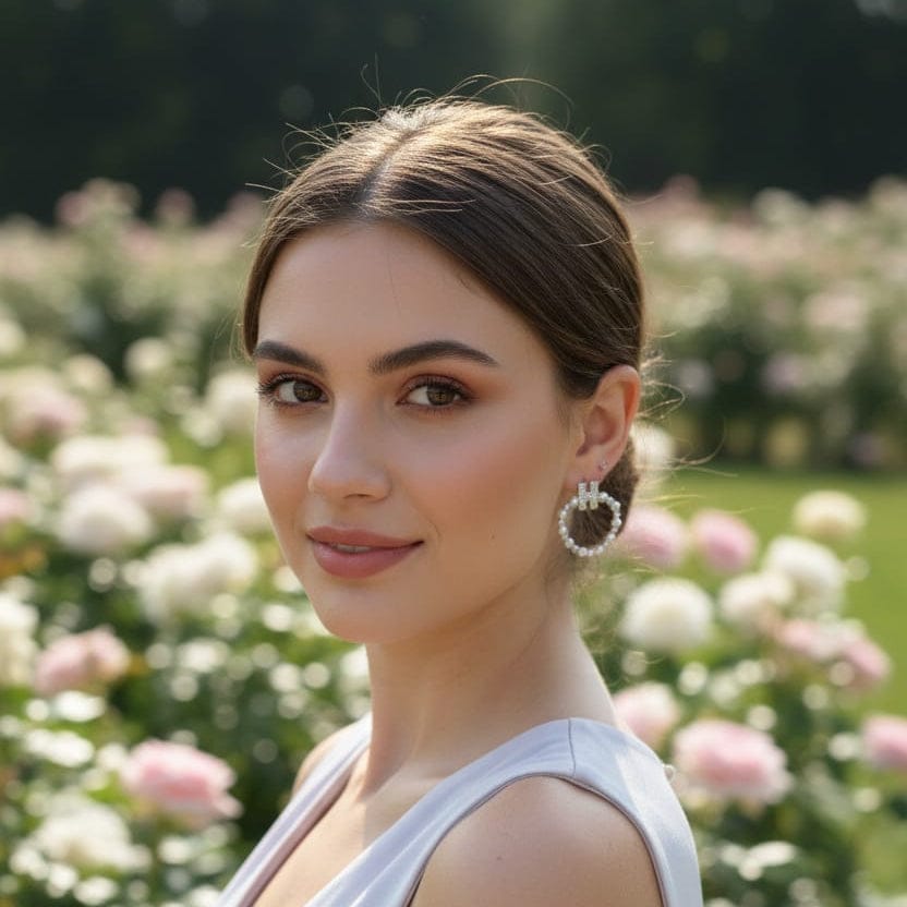 Luxury H Initial Pearl Hoop Earrings | Zircon Studded |