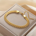 “Golden layers of luxury ✨ This mesh chain bracelet is made to shine with you"