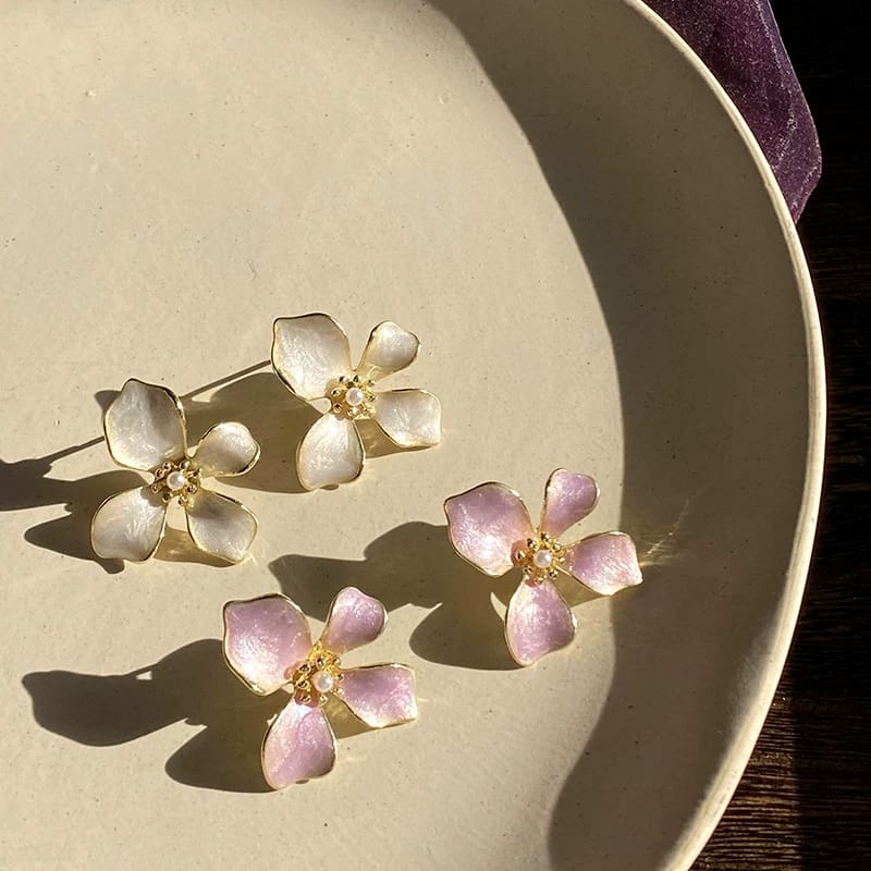 Floral Pearl Petal Earrings