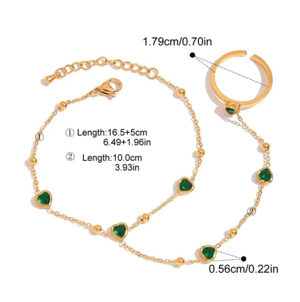Green Hand Chain Bracelet