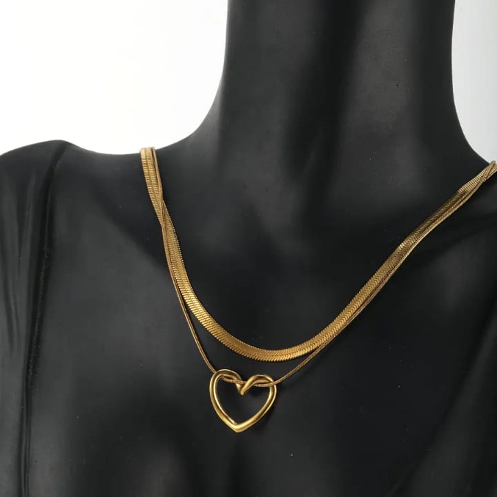 Two Chains, One Love❣️ Pre-layered heart necklace. Anti tarnish, waterproof , tangle free